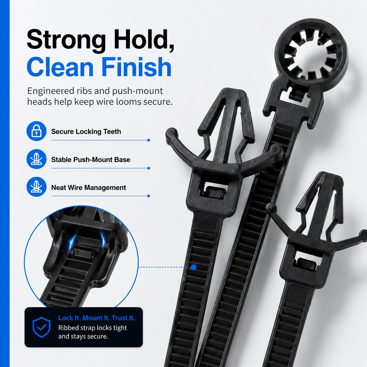 🔗 110PCS Push-Mount Cable Ties – Tidy Up Your Engine Bay