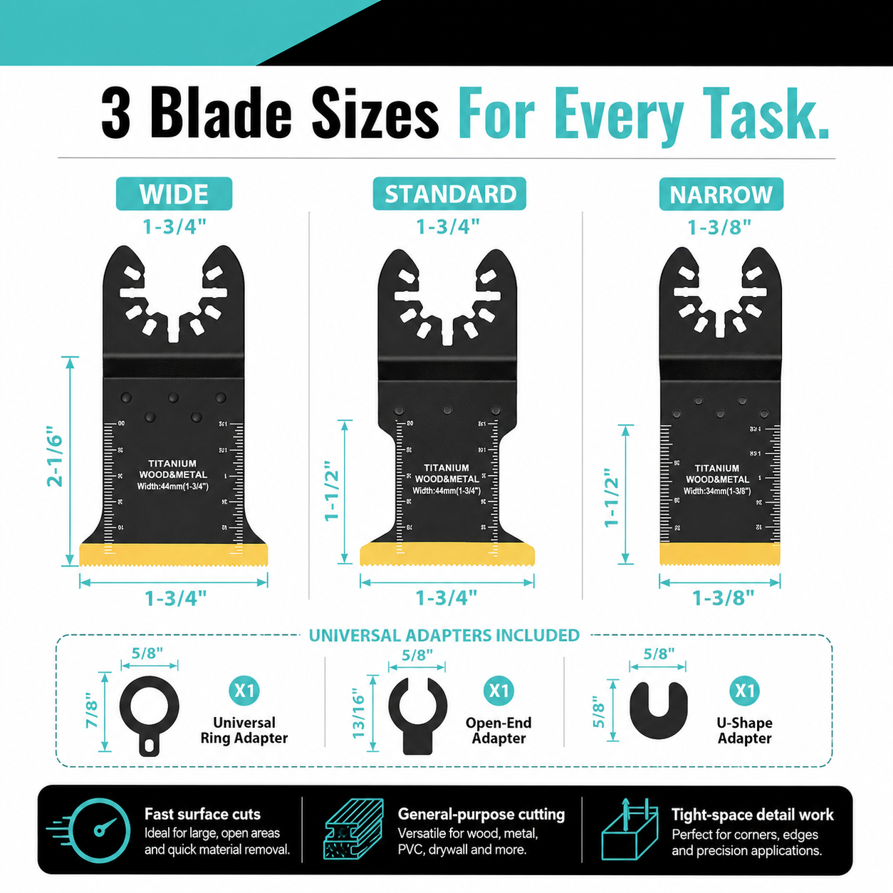 🔪 Premium Multi-Tool Blade Kit – Titanium Teeth. Longer Life.