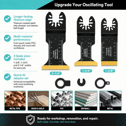 🔪 Premium Multi-Tool Blade Kit – Titanium Teeth. Longer Life.