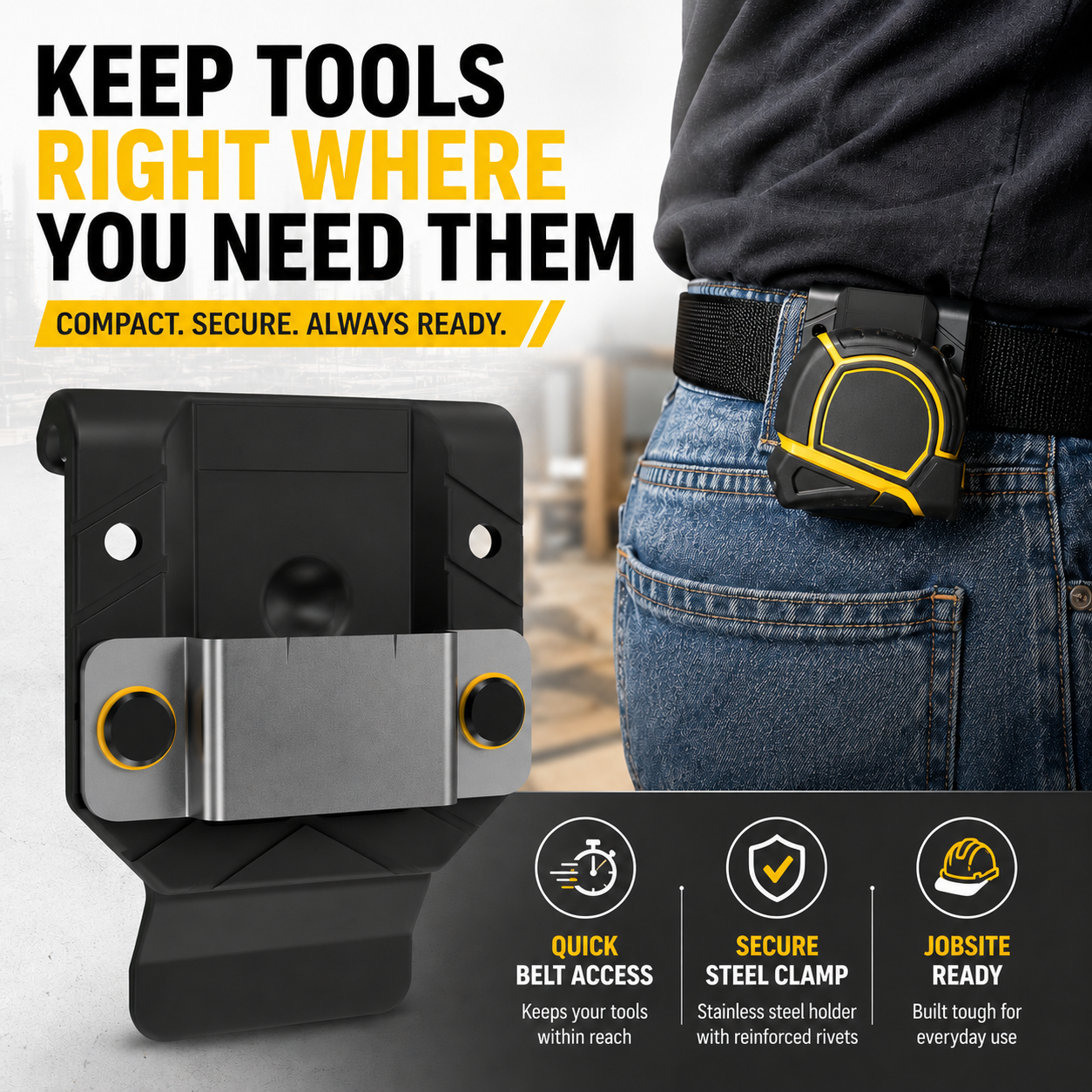 🛠️ Belt Tool Holder – Compact. Secure. Always Ready.