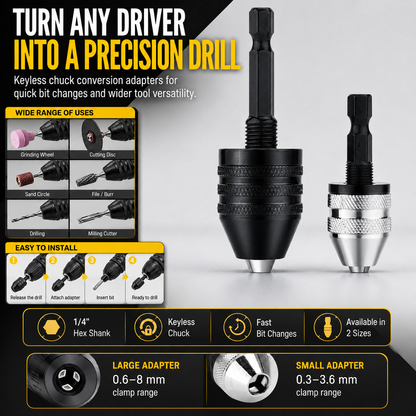 🔩 Keyless Chuck Adapter Set – Turn Any Driver into a Precision Drill