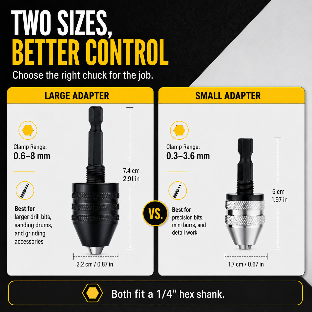 🔩 Keyless Chuck Adapter Set – Turn Any Driver into a Precision Drill