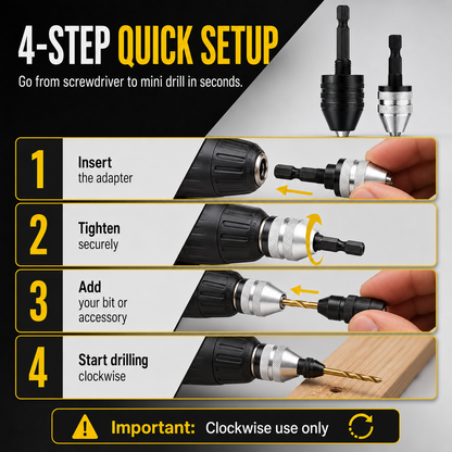 🔩 Keyless Chuck Adapter Set – Turn Any Driver into a Precision Drill