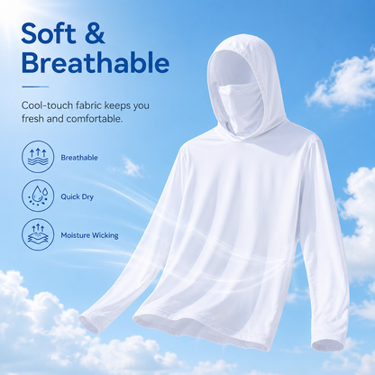 UPF 50+ Fishing Hoodie with Face Cover