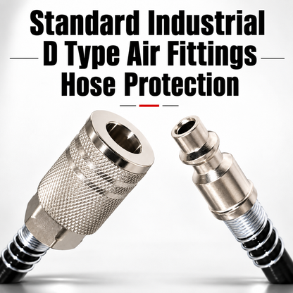 💨 High Flow Air Blow Gun Kit with 16FT Coiled PU Hose & Brass T-Fitting
