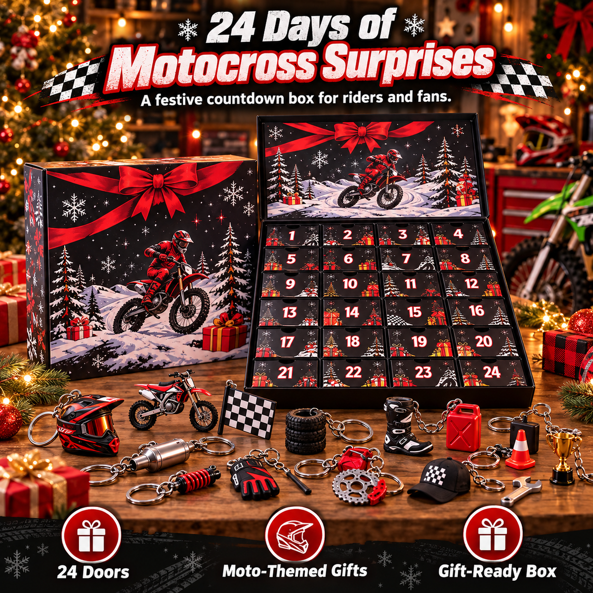 🏁 50% OFF 24-Day Motocross Advent Calendar – Daily Rider Surprises for Christmas 🎄