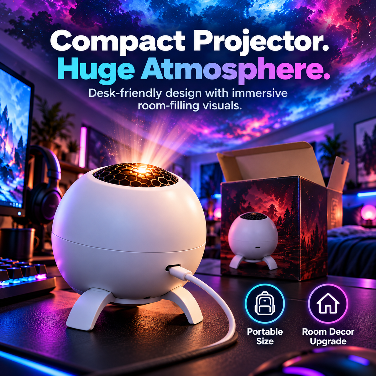🌌 50% OFF Immersive Fantasy Room Projector – Transform Your Gaming Room in Seconds 🎮