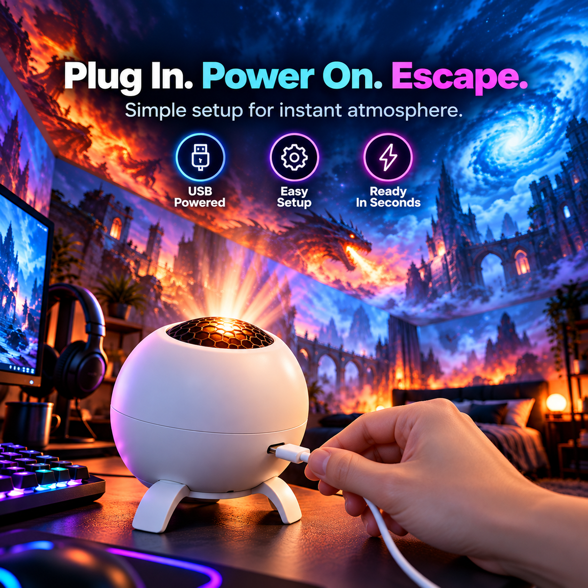🌌 50% OFF Immersive Fantasy Room Projector – Transform Your Gaming Room in Seconds 🎮