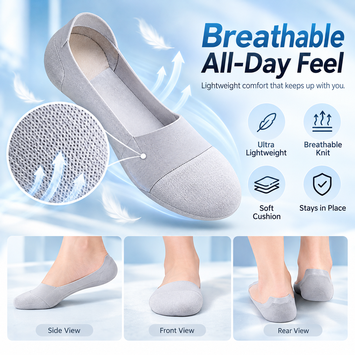 ☁️ 50% OFF Low-Cut Cushioned Comfort Socks – Soft Support for Long Days on Your Feet 👣