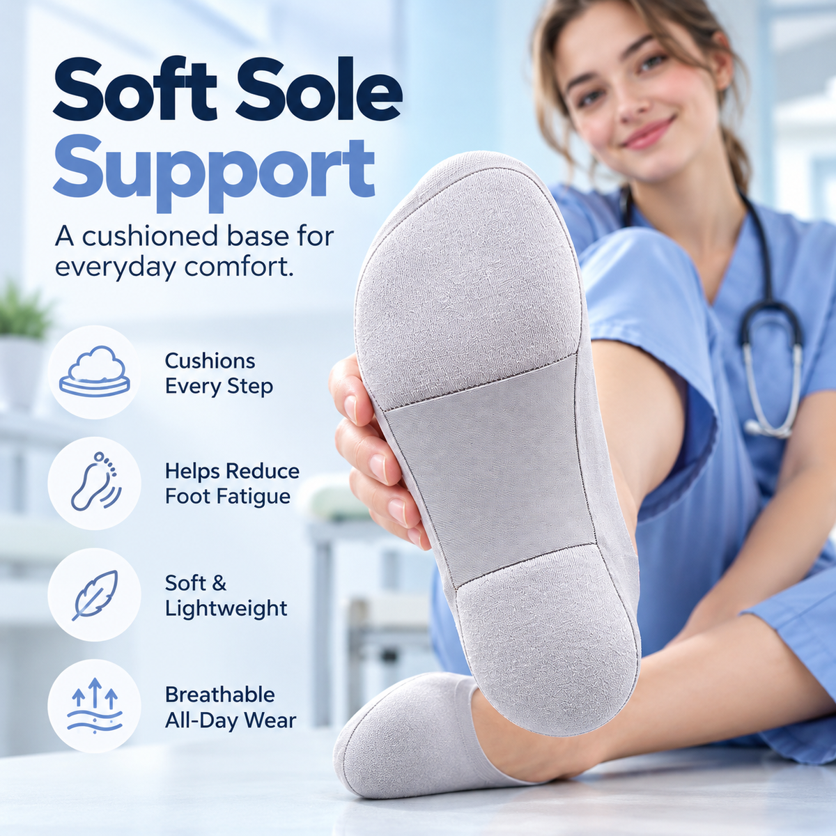 ☁️ 50% OFF Low-Cut Cushioned Comfort Socks – Soft Support for Long Days on Your Feet 👣