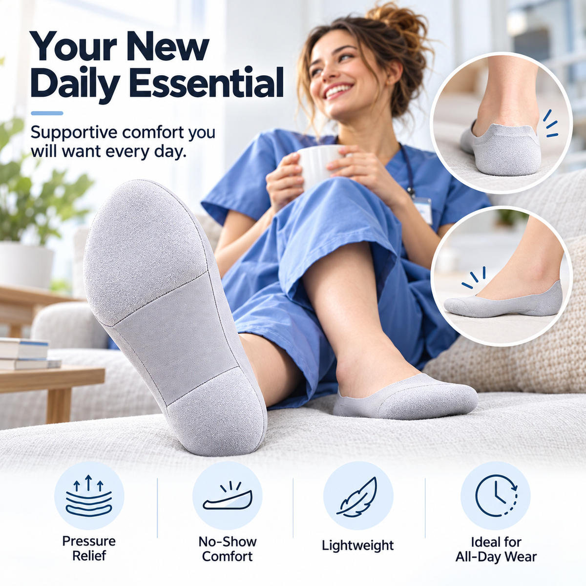 ☁️ 50% OFF Low-Cut Cushioned Comfort Socks – Soft Support for Long Days on Your Feet 👣
