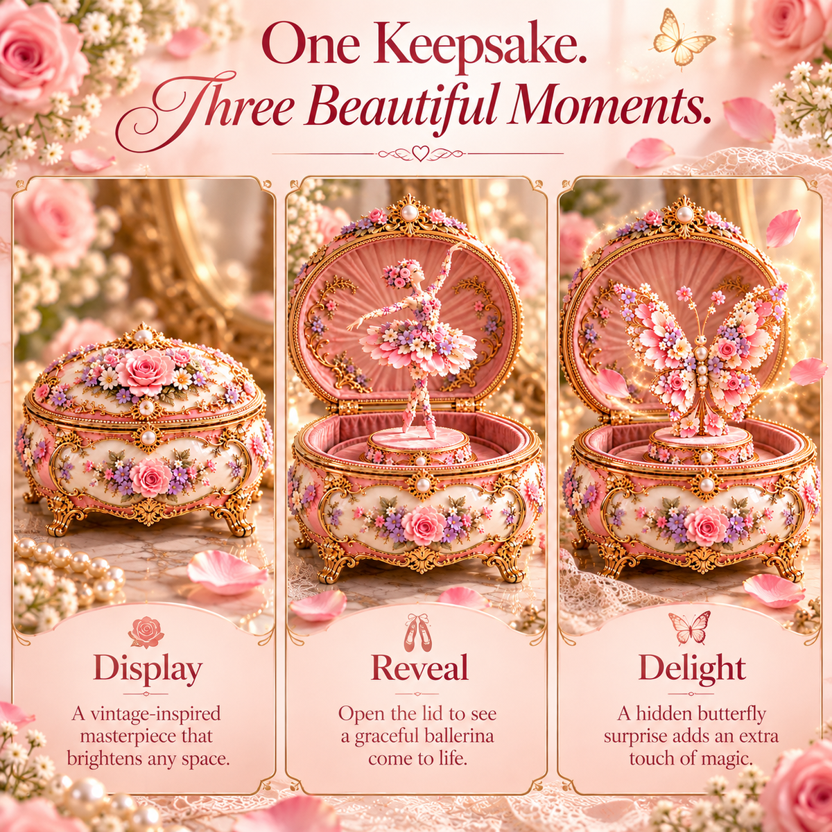 🌸 50% OFF Floral Ballerina Music Box – A Romantic Keepsake With a Magical Butterfly Reveal 🦋