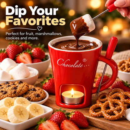 🍫 50% OFF Chocolate Fondue Mug – Candle-Heated Melt & Dip Dessert Set ❤️