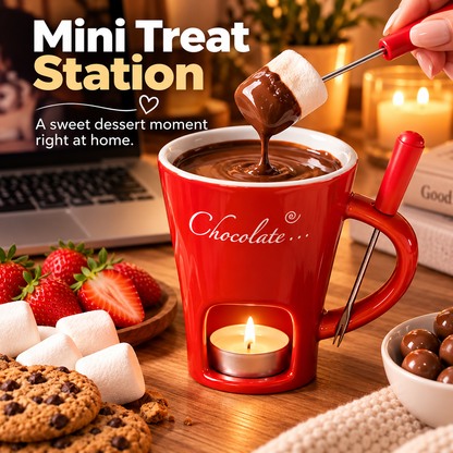 🍫 50% OFF Chocolate Fondue Mug – Candle-Heated Melt & Dip Dessert Set ❤️