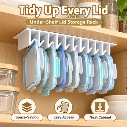 🧺 50% OFF Under-Shelf Lid Organizer – Turn Cabinet Clutter Into Easy-Grab Storage ✨