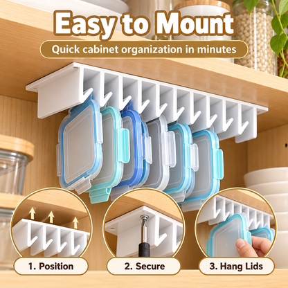 🧺 50% OFF Under-Shelf Lid Organizer – Turn Cabinet Clutter Into Easy-Grab Storage ✨
