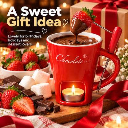 🍫 50% OFF Chocolate Fondue Mug – Candle-Heated Melt & Dip Dessert Set ❤️