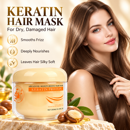 🌿 50% OFF Keratin Protein Hair Mask – Smooth Frizz, Nourish Dry Hair & Boost Shine ✨