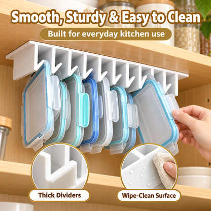 🧺 50% OFF Under-Shelf Lid Organizer – Turn Cabinet Clutter Into Easy-Grab Storage ✨