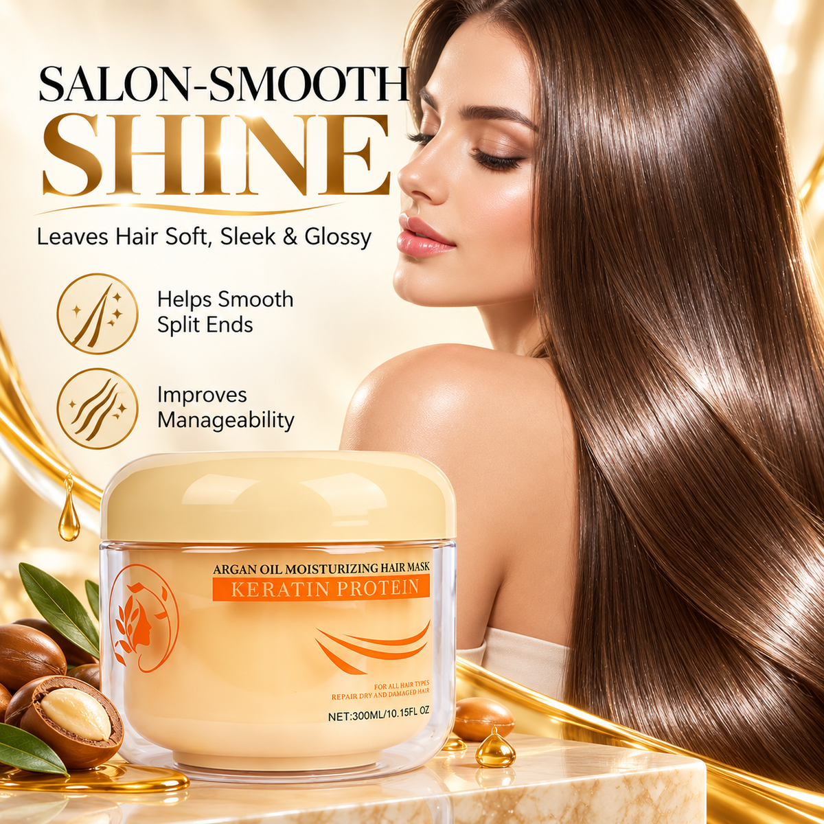 🌿 50% OFF Keratin Protein Hair Mask – Smooth Frizz, Nourish Dry Hair & Boost Shine ✨