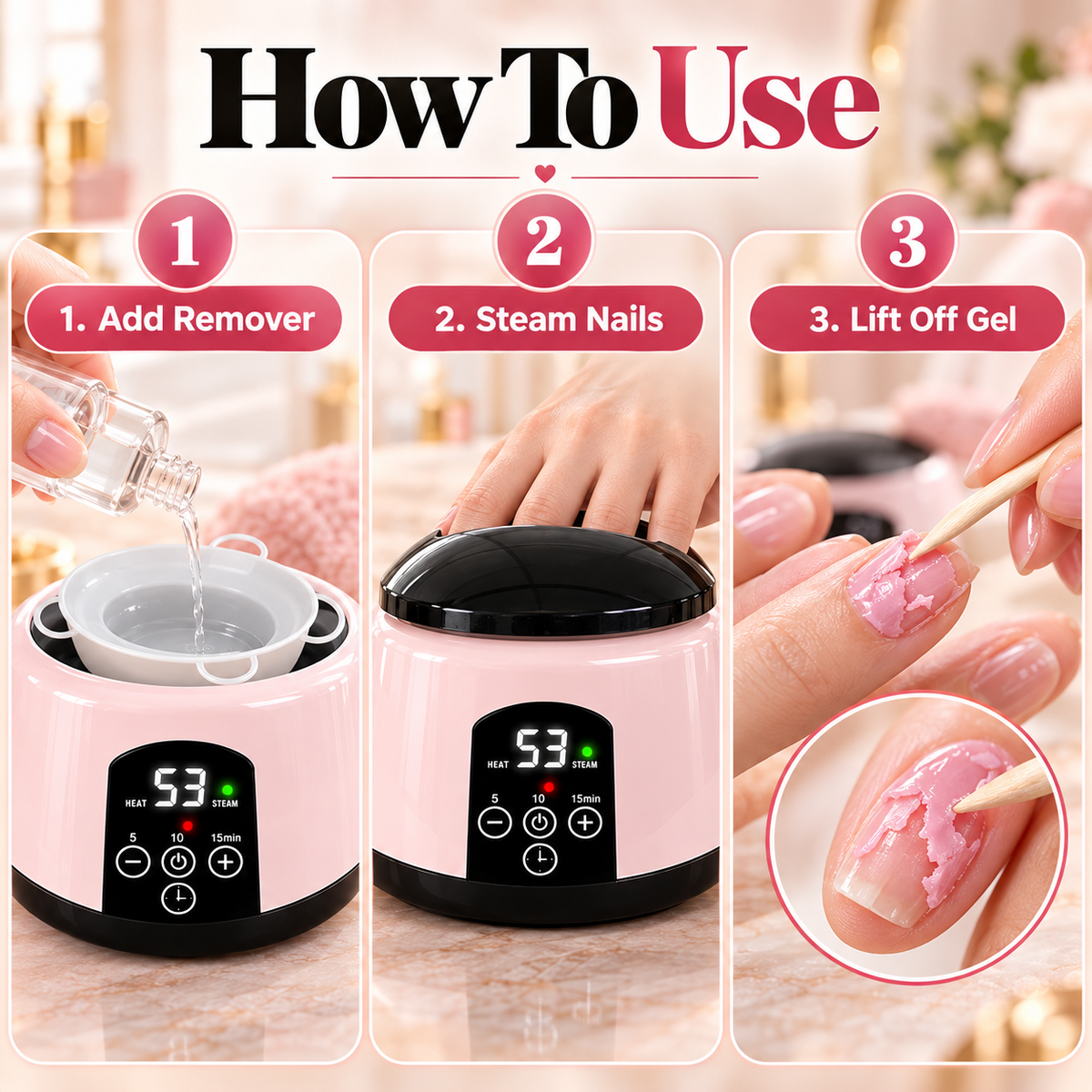 💅 50% OFF Steam Gel Nail Remover – Timed Heat & Steam for Easier At-Home Gel Removal ✨