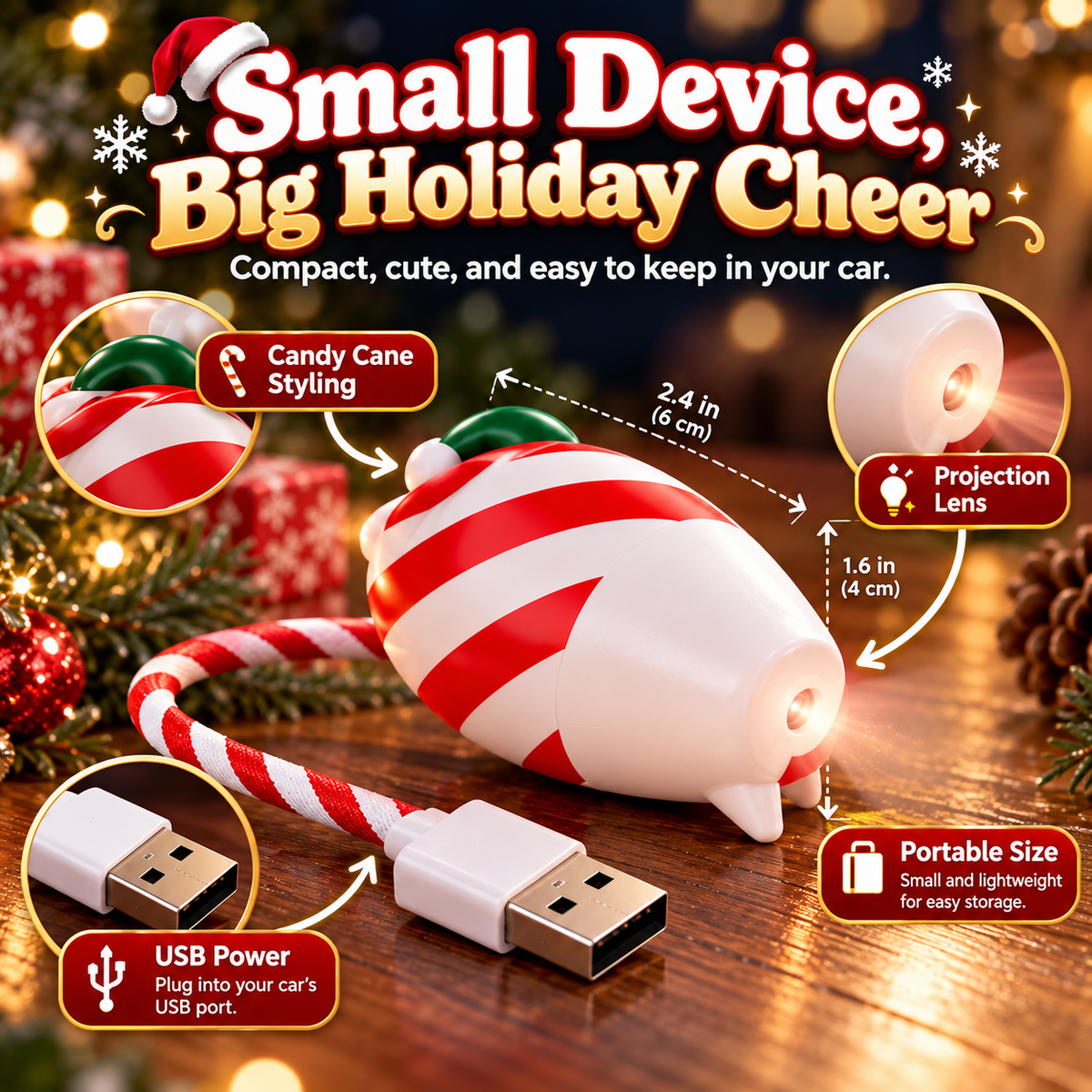 🎄 50% OFF Christmas Car Window Projector – USB-Powered Holiday Magic for Every Drive ✨