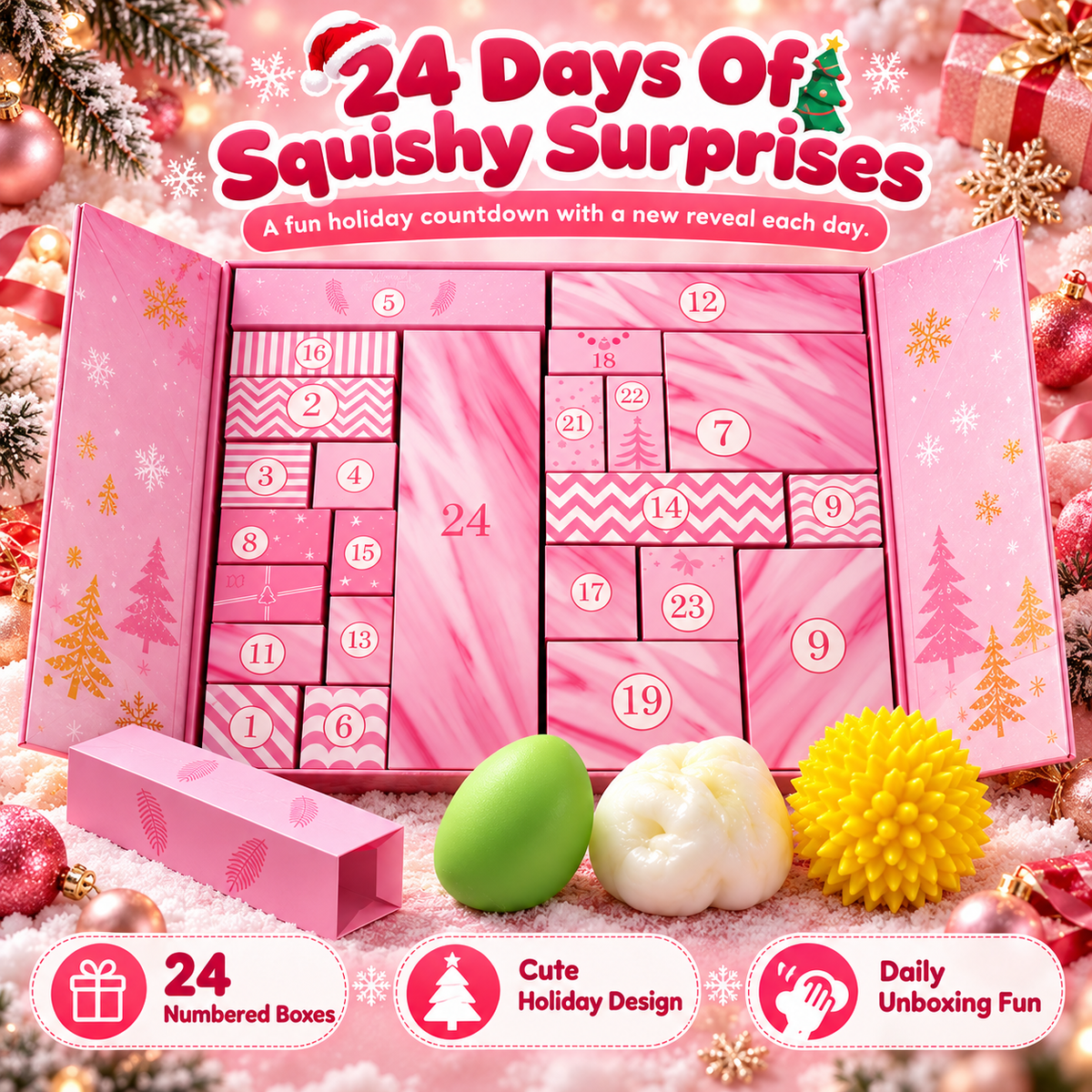 🎀 50% OFF 24-Day Squishy Advent Calendar – A New Soft Surprise Every Day 💕