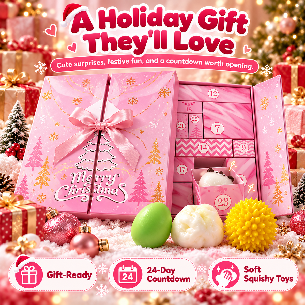🎀 50% OFF 24-Day Squishy Advent Calendar – A New Soft Surprise Every Day 💕