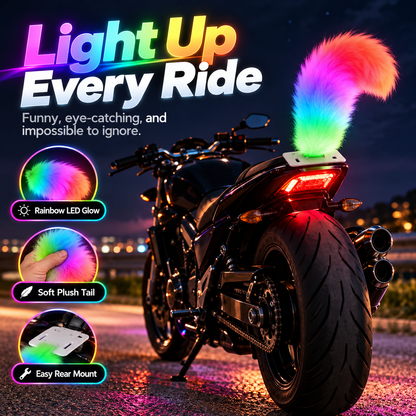🌈 50% OFF Rainbow LED Motorcycle Tail – Plush Glow Accent for a Bold Night Ride 🏍️