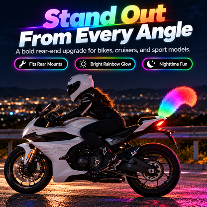 🌈 50% OFF Rainbow LED Motorcycle Tail – Plush Glow Accent for a Bold Night Ride 🏍️