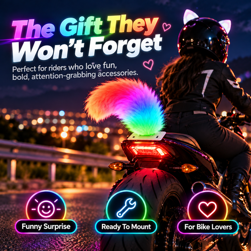 🌈 50% OFF Rainbow LED Motorcycle Tail – Plush Glow Accent for a Bold Night Ride 🏍️