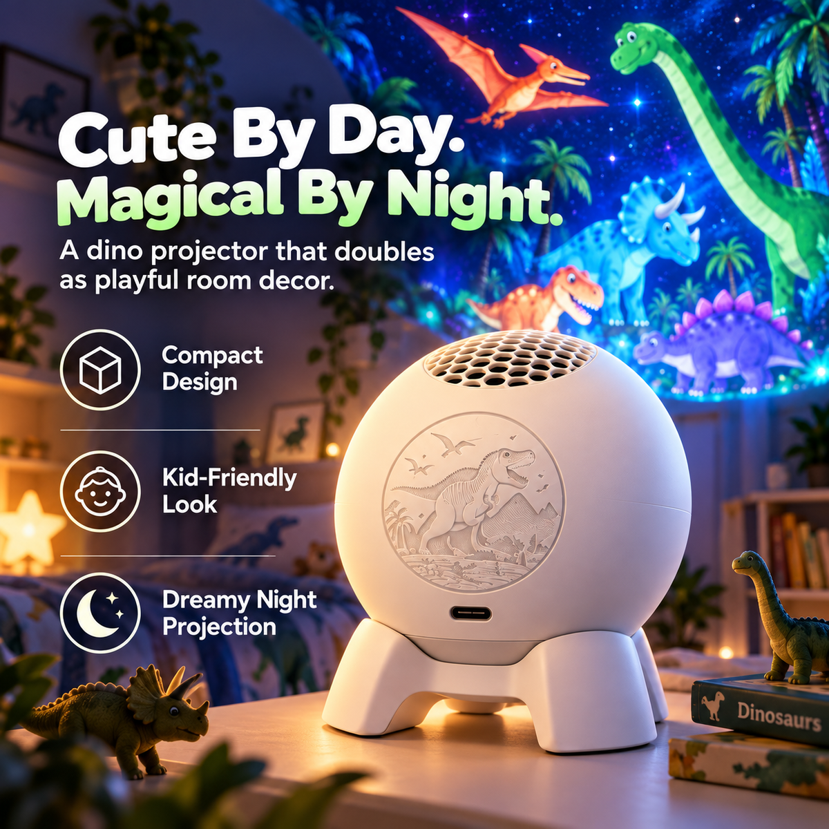 🦖 50% OFF Dinosaur Room Projector – Turn Walls & Ceilings Into a Dino Adventure ✨