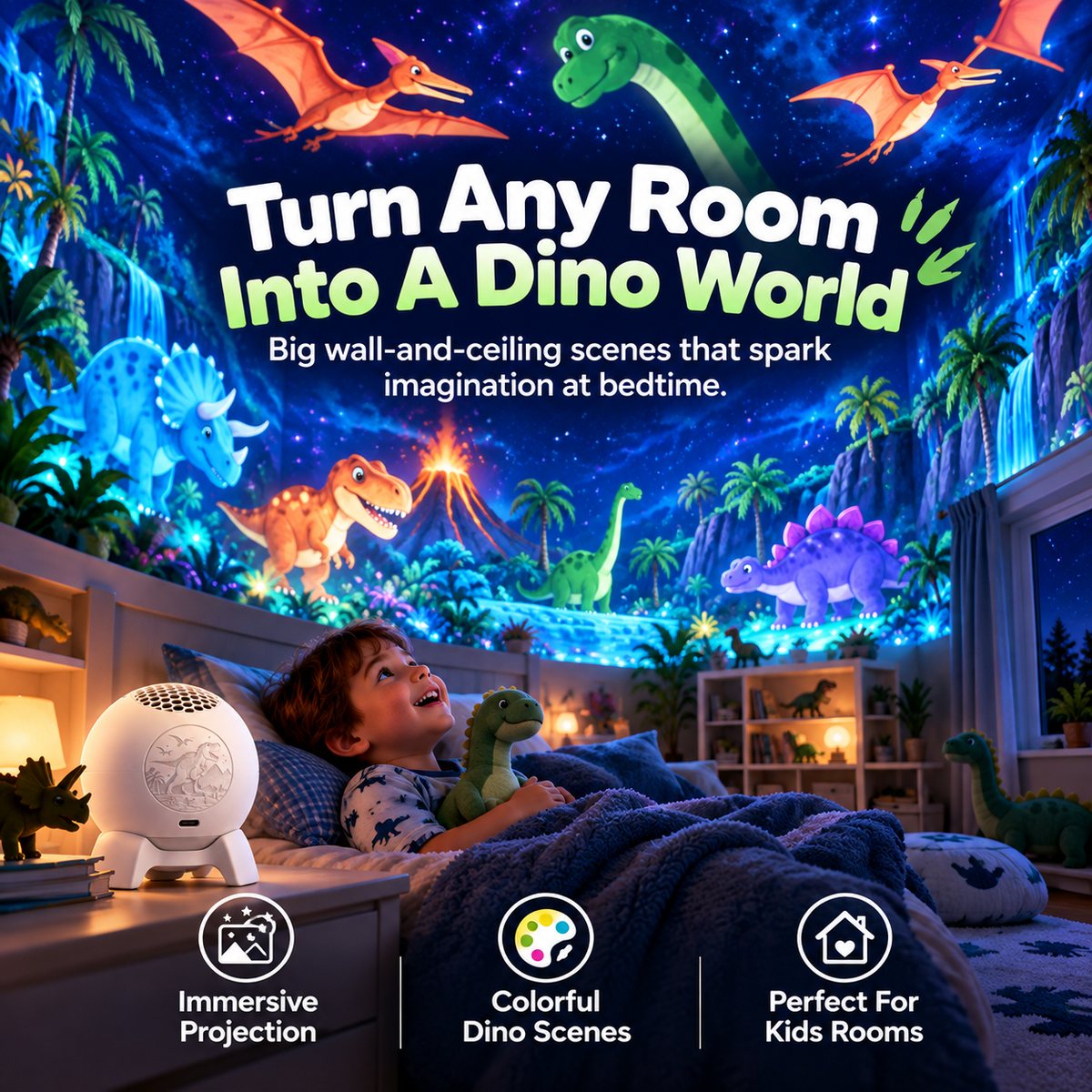 🦖 50% OFF Dinosaur Room Projector – Turn Walls & Ceilings Into a Dino Adventure ✨