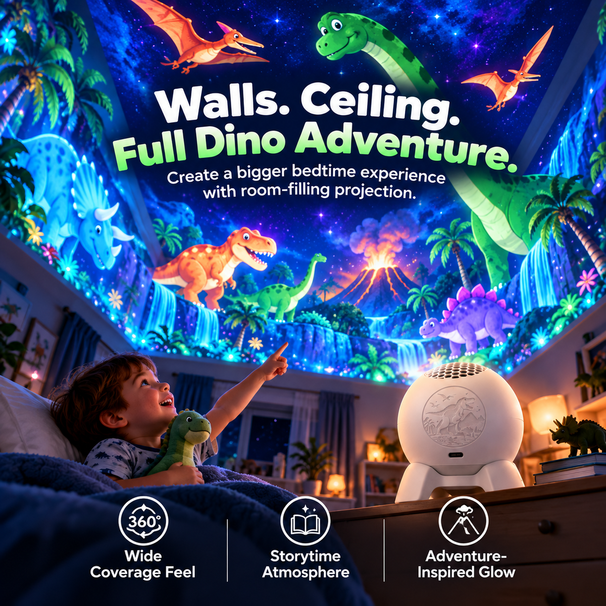 🦖 50% OFF Dinosaur Room Projector – Turn Walls & Ceilings Into a Dino Adventure ✨