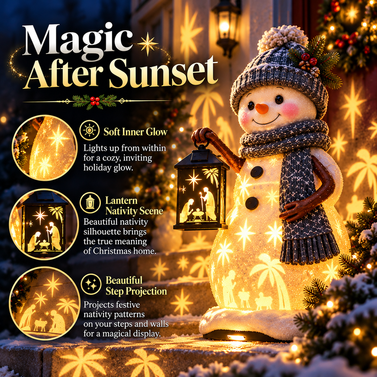 ✨ 50% OFF Snowman Christmas Projector – Glowing Nativity Lantern & Holiday Light Display 🎄