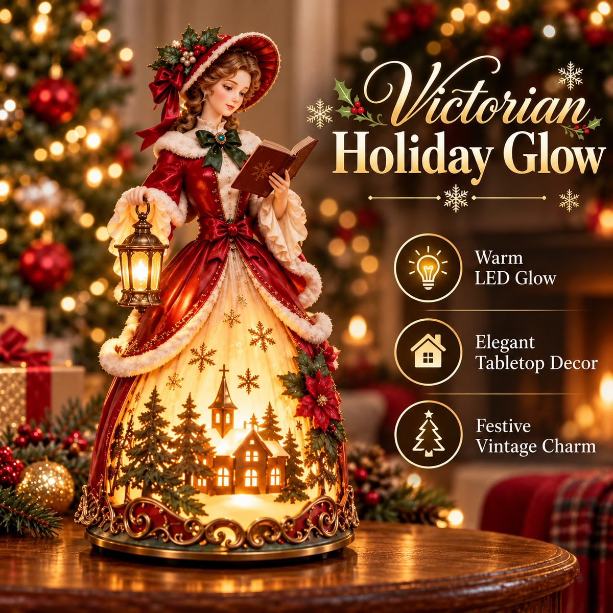 🎄 50% OFF Victorian Christmas Lady LED Light-Up Decoration ✨