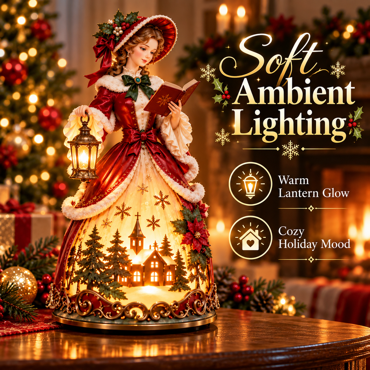 🎄 50% OFF Victorian Christmas Lady LED Light-Up Decoration ✨