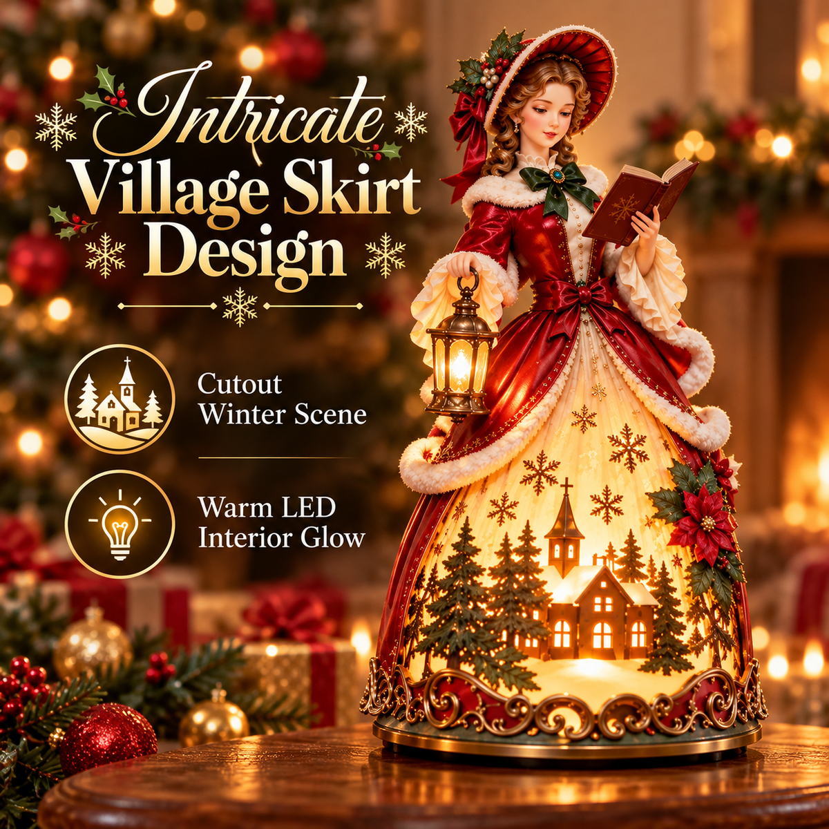 🎄 50% OFF Victorian Christmas Lady LED Light-Up Decoration ✨