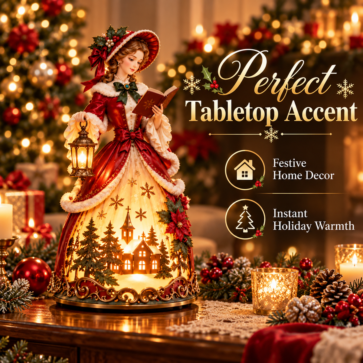 🎄 50% OFF Victorian Christmas Lady LED Light-Up Decoration ✨