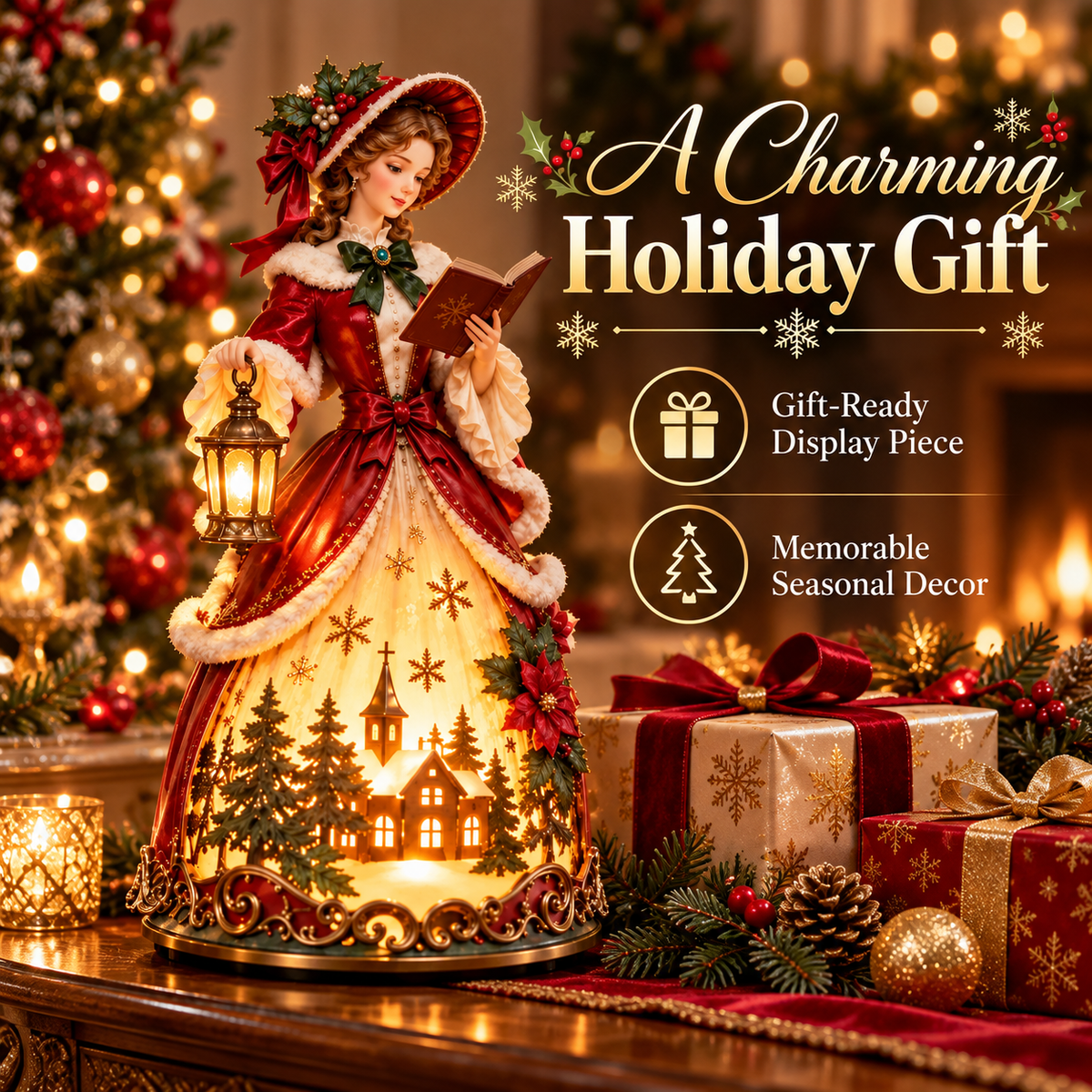 🎄 50% OFF Victorian Christmas Lady LED Light-Up Decoration ✨