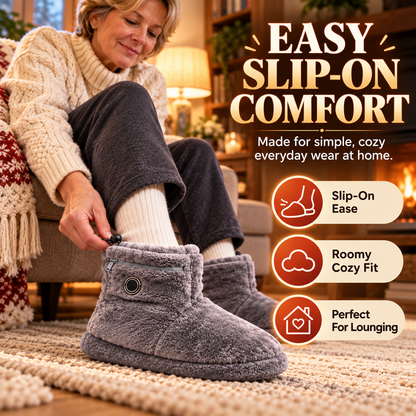 🔥 50% OFF Heated Plush Slippers – Soft Cozy Warmth For Cold Days ❄️