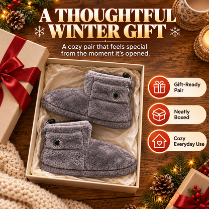 🔥 50% OFF Heated Plush Slippers – Soft Cozy Warmth For Cold Days ❄️