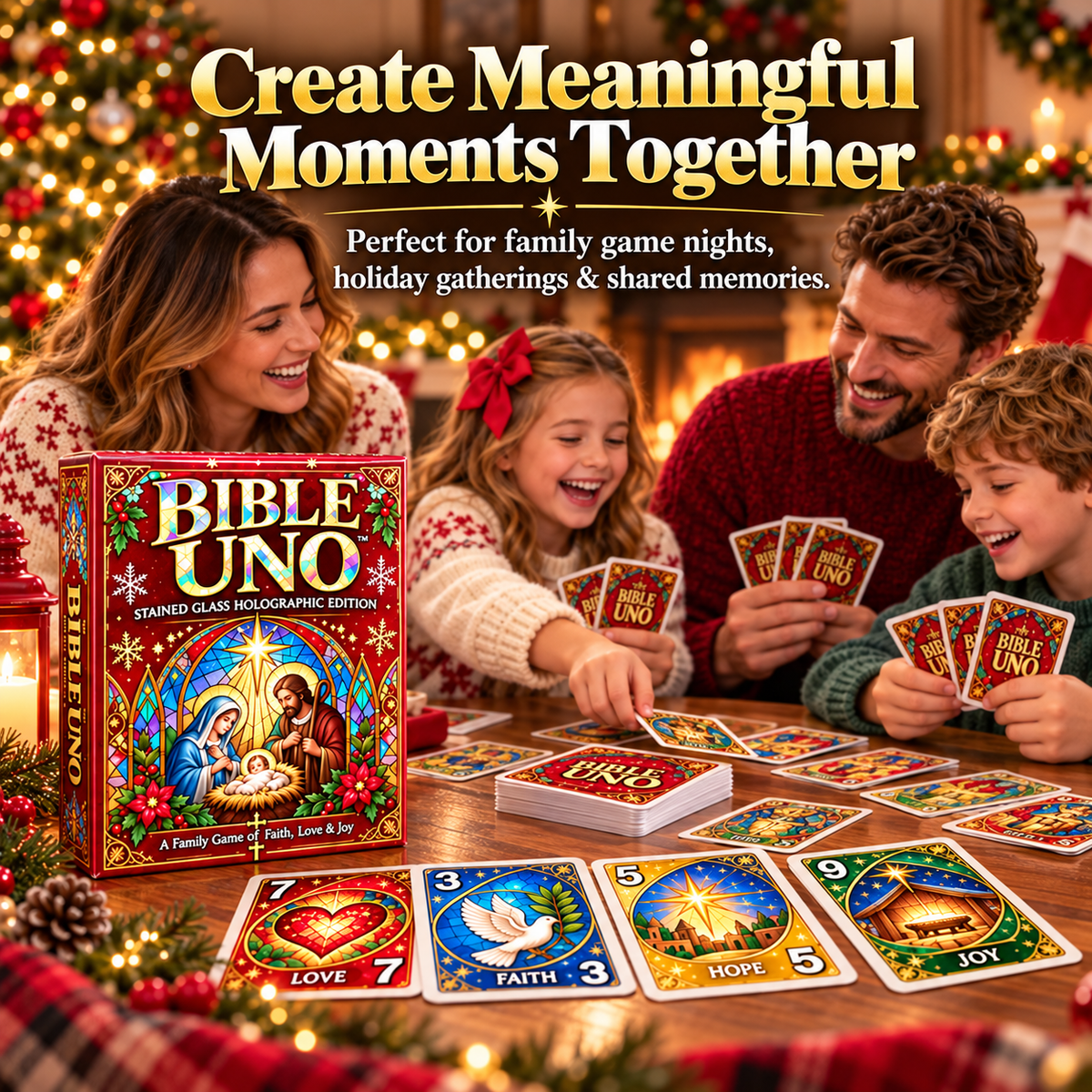 ⏰ LAST DAY 50% OFF✝️ Bible UNO Card Game – Stained-Glass Edition for Family Game Nights & Meaningful Christmas Gifts 🎁