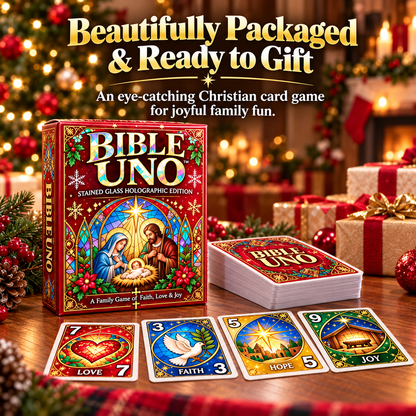 ⏰ LAST DAY 50% OFF✝️ Bible UNO Card Game – Stained-Glass Edition for Family Game Nights & Meaningful Christmas Gifts 🎁
