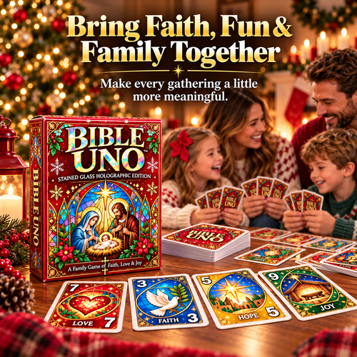 ⏰ LAST DAY 50% OFF✝️ Bible UNO Card Game – Stained-Glass Edition for Family Game Nights & Meaningful Christmas Gifts 🎁