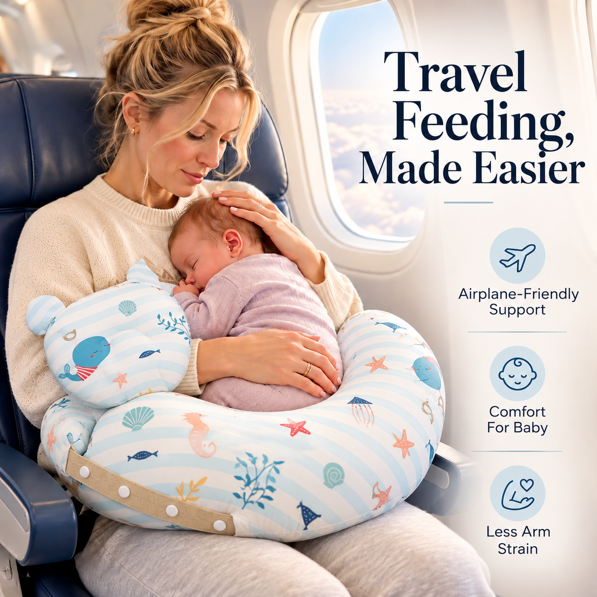 ✨ 50% OFF Portable Nursing Pillow – Curved Baby Support Cushion For Comfortable Travel 🤱