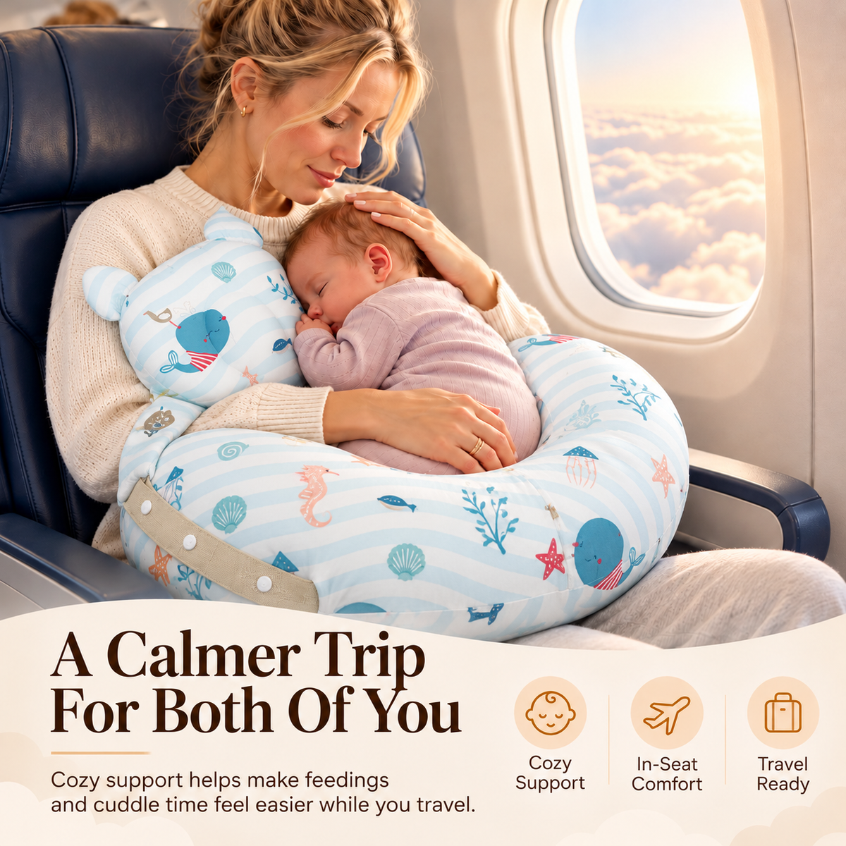 ✨ 50% OFF Portable Nursing Pillow – Curved Baby Support Cushion For Comfortable Travel 🤱