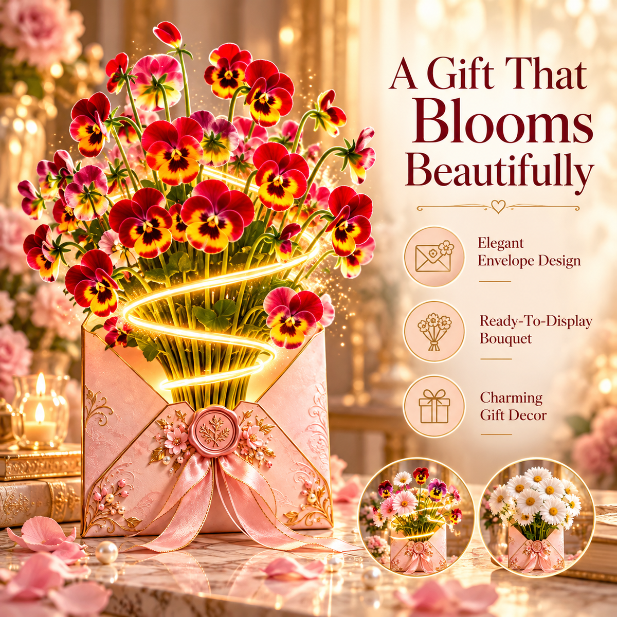 💐 50% OFF Flower Bouquet Envelope – A Beautiful Gift That Blooms When Opened 🎁