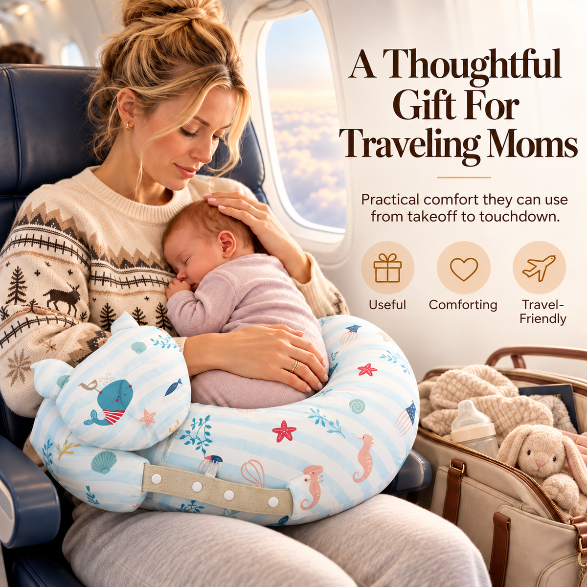 ✨ 50% OFF Portable Nursing Pillow – Curved Baby Support Cushion For Comfortable Travel 🤱