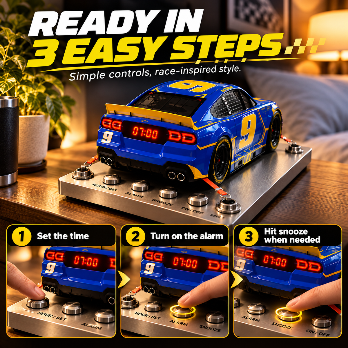 🏁 Race Car Alarm Clock – Wake Up In The Fast Lane ⏰🔥